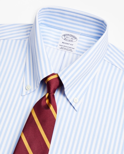 Stretch Regent Regular-Fit Dress Shirt, Non-Iron Twill Button-Down Collar Bold Stripe, image 2