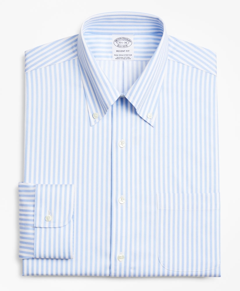Stretch Regent Regular-Fit Dress Shirt, Non-Iron Twill Button-Down Collar Bold Stripe, image 4