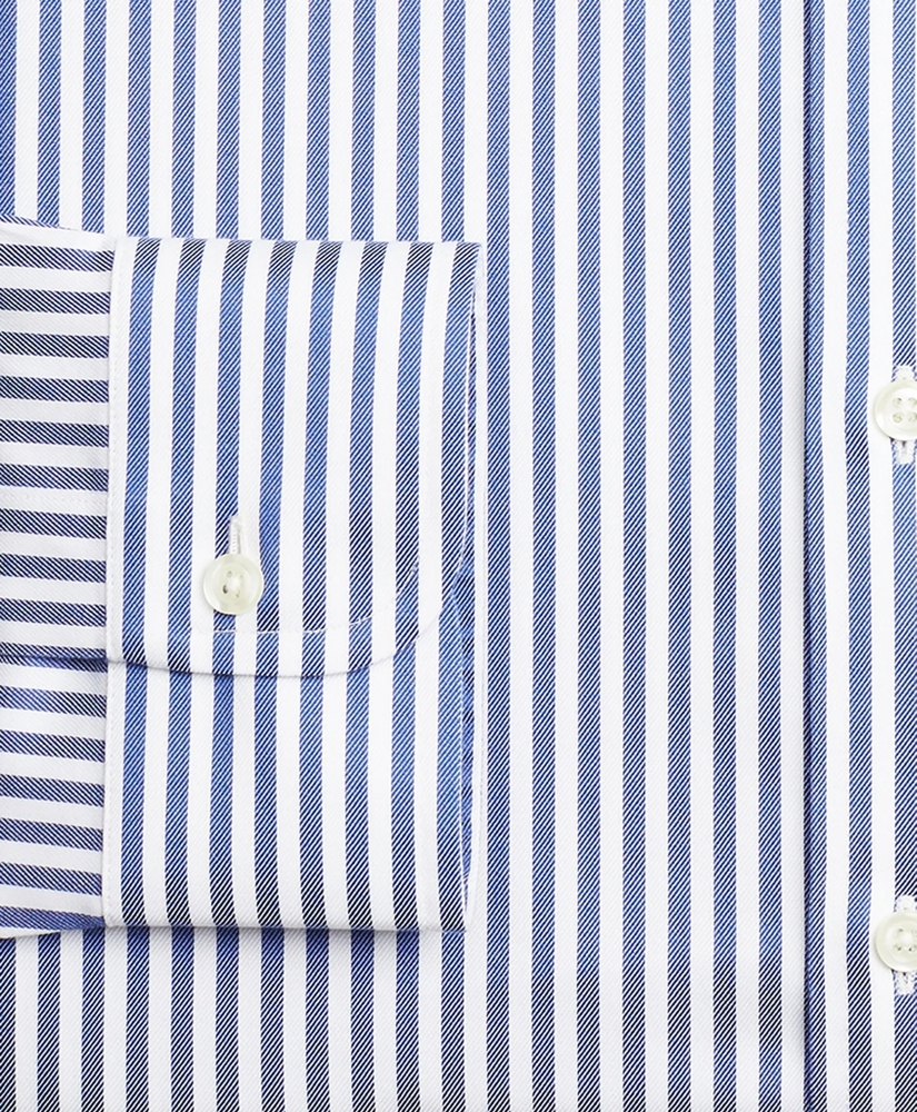 Stretch Milano Slim-Fit Dress Shirt, Non-Iron Twill English Collar Bold Stripe, image 3