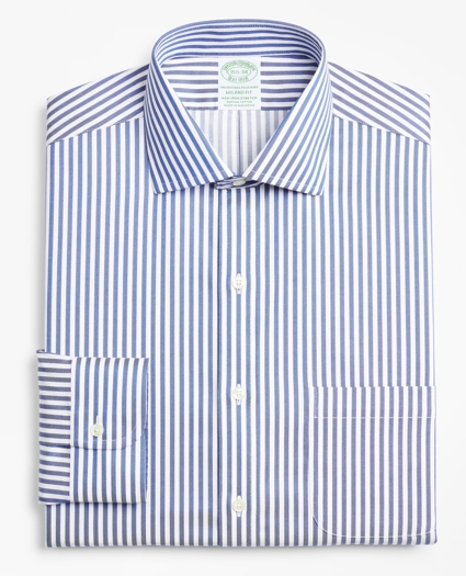 Stretch Milano Slim-Fit Dress Shirt, Non-Iron Twill English Collar Bold Stripe, image 4
