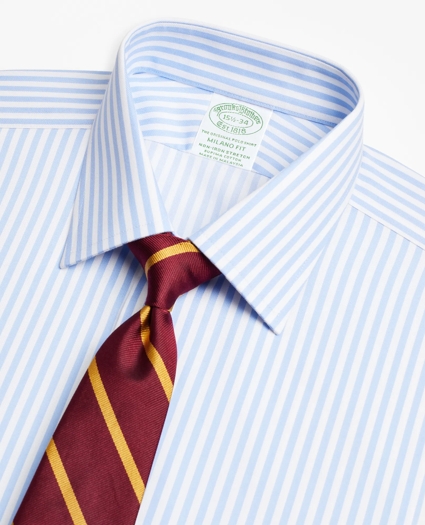 Stretch Milano Slim-Fit Dress Shirt, Non-Iron Twill Ainsley Collar French Cuff Bold Stripe, image 2