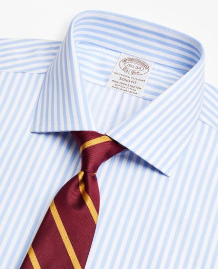 Stretch Soho Extra-Slim-Fit Dress Shirt, Non-Iron Twill English Collar Bold Stripe, image 2