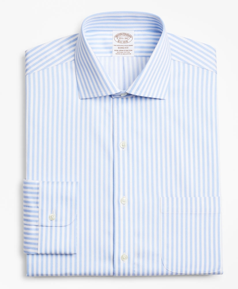 Stretch Soho Extra-Slim-Fit Dress Shirt, Non-Iron Twill English Collar Bold Stripe, image 4