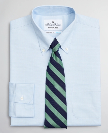 Regent Regular-Fit Dress Shirt, Performance Non-Iron with COOLMAX&reg;, Button-Down Collar Twill Check, image 1