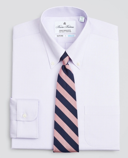 Milano Slim-Fit Dress Shirt, Performance Non-Iron with COOLMAX®, Button-Down Collar Twill Check, image 1