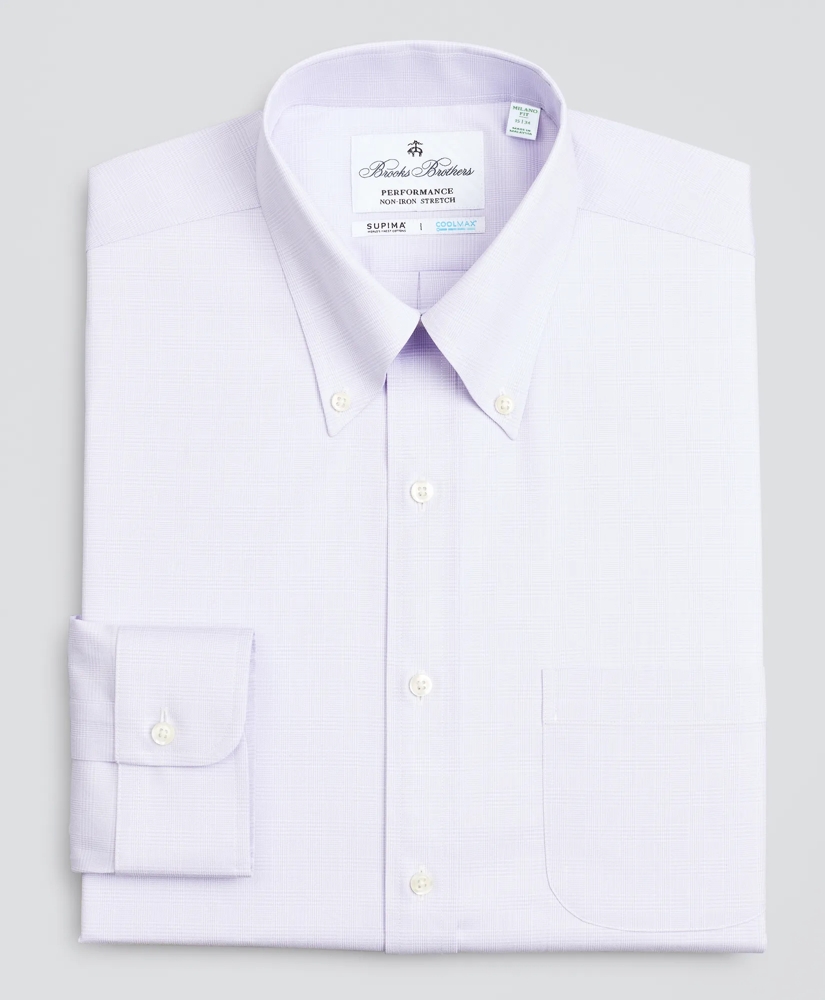 Milano Slim-Fit Dress Shirt, Performance Non-Iron with COOLMAX®, Button-Down Collar Twill Check, image 4