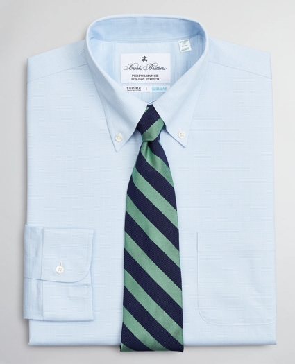 Milano Slim-Fit Dress Shirt, Performance Non-Iron with COOLMAX®, Button-Down Collar Twill Check, image 1