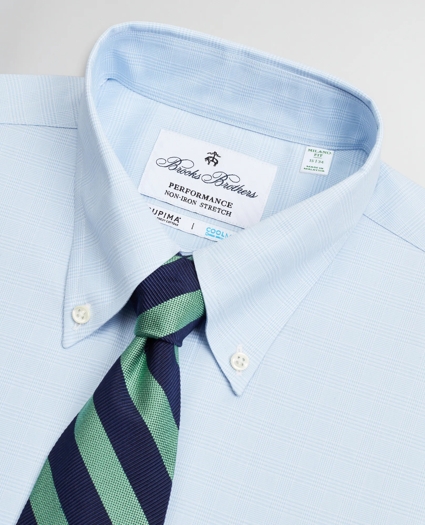 Milano Slim-Fit Dress Shirt, Performance Non-Iron with COOLMAX®, Button-Down Collar Twill Check, image 2