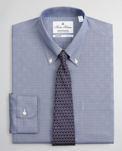 Milano Slim-Fit Dress Shirt, Performance Non-Iron with COOLMAX&reg;, Button-Down Collar Twill Check, image 1