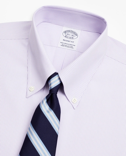 Stretch Regent Regular-Fit  Dress Shirt, Non-Iron Poplin Button-Down Collar Fine Stripe, image 2
