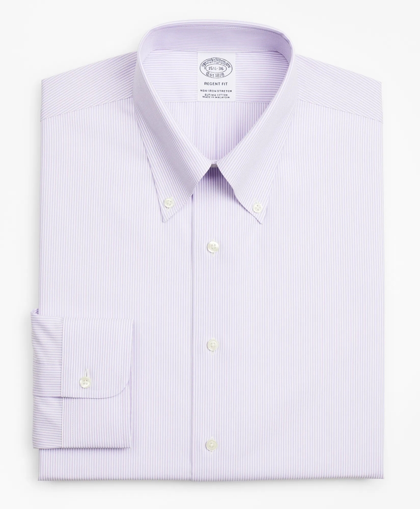 Stretch Regent Regular-Fit  Dress Shirt, Non-Iron Poplin Button-Down Collar Fine Stripe, image 4