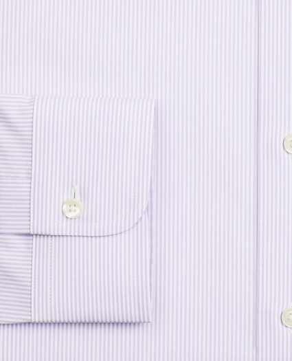 Stretch Milano Slim-Fit Dress Shirt, Non-Iron Poplin Button-Down Collar Fine Stripe, image 3