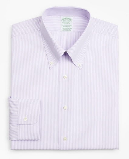 Stretch Milano Slim-Fit Dress Shirt, Non-Iron Poplin Button-Down Collar Fine Stripe, image 4
