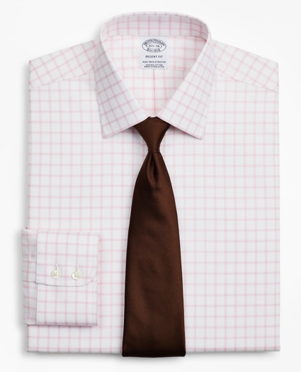 Stretch Regent Regular-Fit Dress Shirt, Non-Iron Twill Ainsley Collar Grid Check, image 1