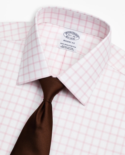 Stretch Regent Regular-Fit Dress Shirt, Non-Iron Twill Ainsley Collar Grid Check, image 2