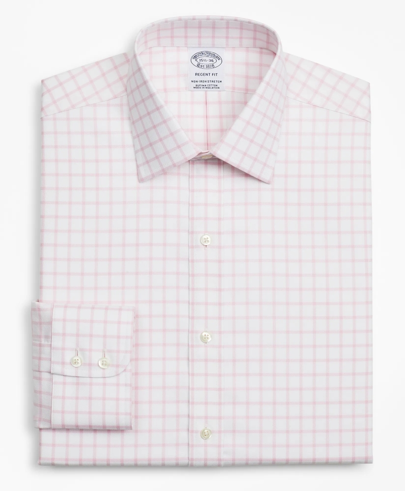 Stretch Regent Regular-Fit Dress Shirt, Non-Iron Twill Ainsley Collar Grid Check, image 4