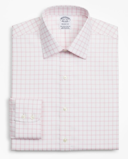 Stretch Regent Regular-Fit Dress Shirt, Non-Iron Twill Ainsley Collar Grid Check, image 4