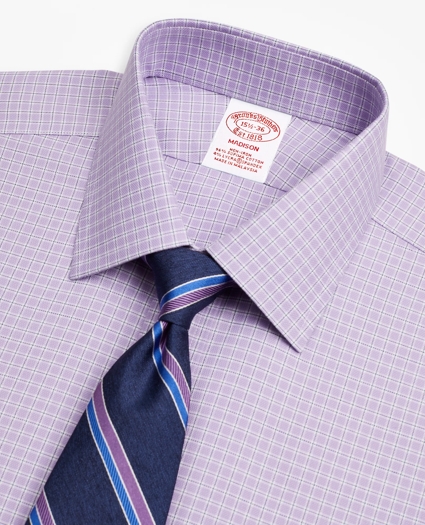 Stretch Madison Relaxed-Fit Dress Shirt, Non-Iron Royal Oxford Ainsley Collar Check, image 2
