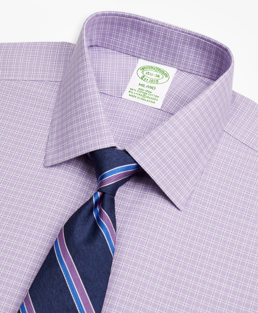 Stretch Milano Slim-Fit Dress Shirt, Non-Iron Royal Oxford Ainsley Collar Check, image 2