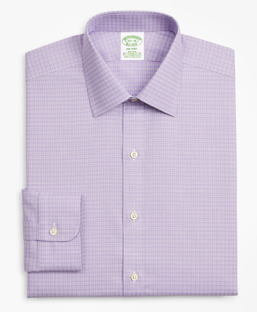 Stretch Milano Slim-Fit Dress Shirt, Non-Iron Royal Oxford Ainsley Collar Check, image 4