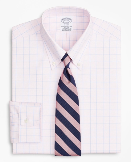 Stretch Regent Regular-Fit Dress Shirt, Non-Iron Pinpoint Button-Down Collar Glen Plaid, image 1