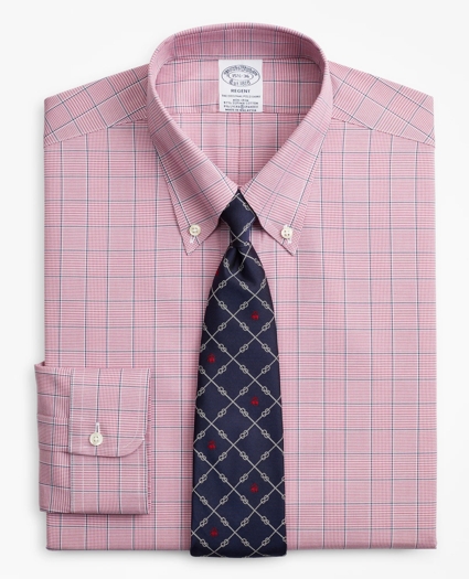 Stretch Regent Regular-Fit Dress Shirt, Non-Iron Pinpoint Button-Down Collar Glen Plaid, image 1