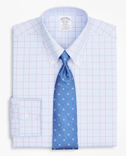 Stretch Regent Regular-Fit Dress Shirt, Non-Iron Pinpoint Button-Down Collar Glen Plaid, image 1