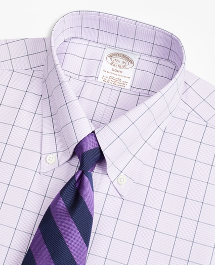 Stretch Soho Extra-Slim-Fit Dress Shirt, Non-Iron Pinpoint Button-Down Collar Glen Plaid, image 2