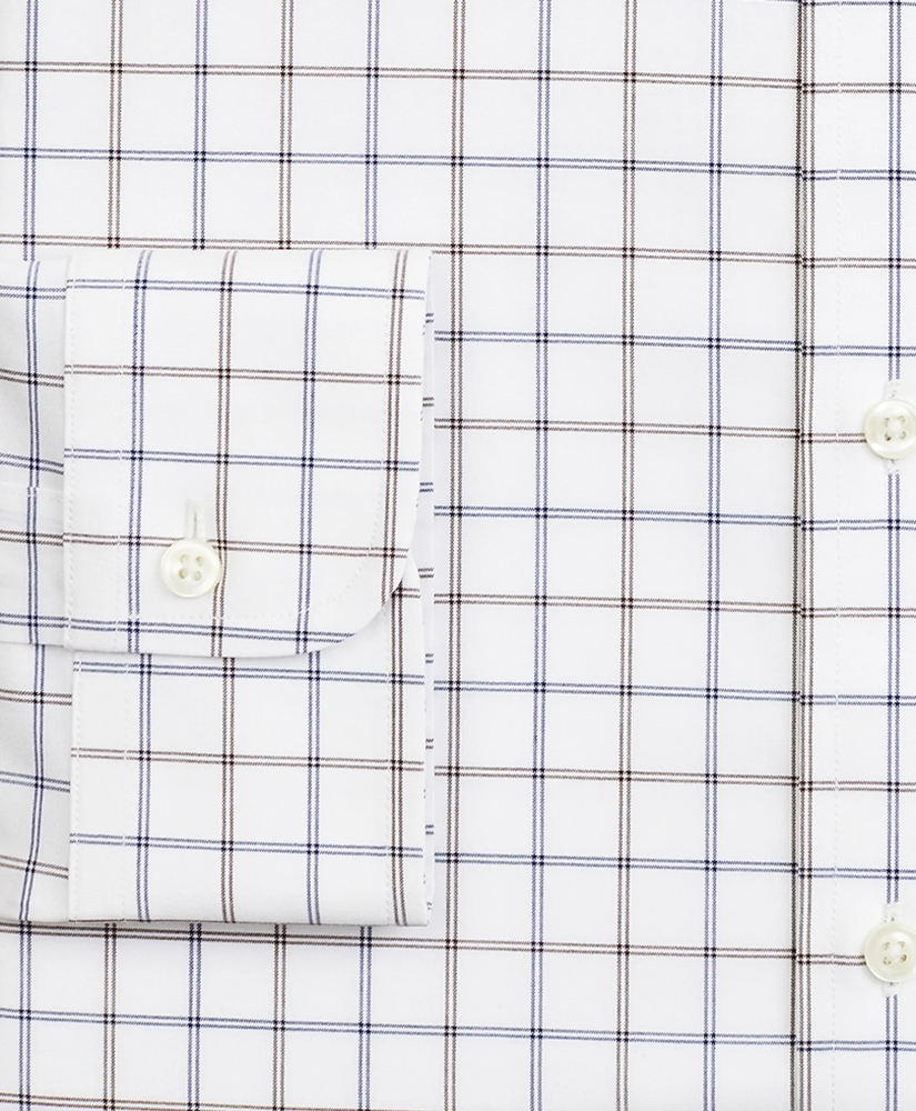 Stretch Milano Slim-Fit Dress Shirt, Non-Iron Poplin Button-Down Collar Double-Grid Check, image 3