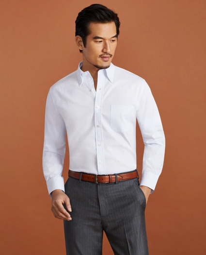 Golden Fleece® Regent Regular-Fit Dress Shirt, Button-Down Collar Striped Jacquard, image 1