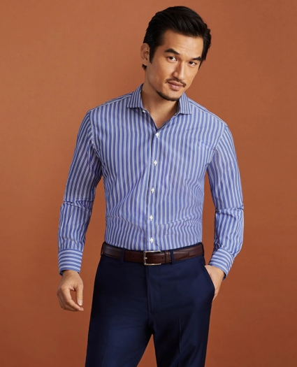 Golden Fleece® Regent Regular-Fit Dress Shirt, Londoner Collar Blue Multi-Stripe Poplin, image 1
