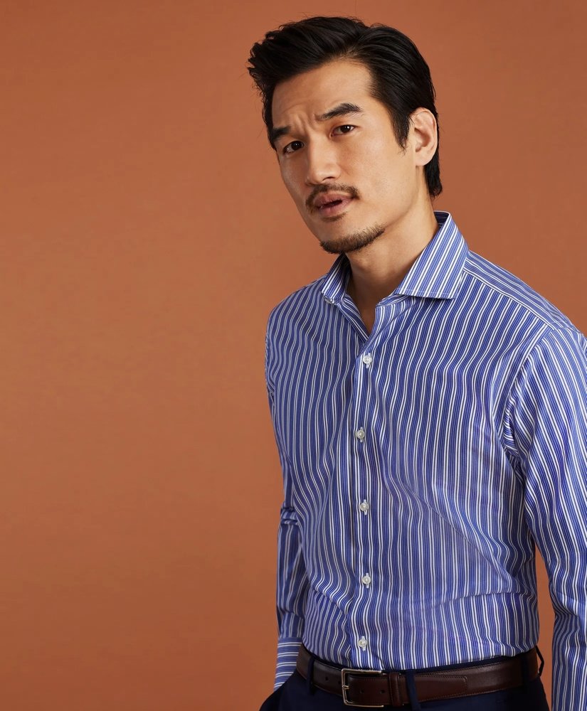 Golden Fleece® Regent Regular-Fit Dress Shirt, Londoner Collar Blue Multi-Stripe Poplin, image 2