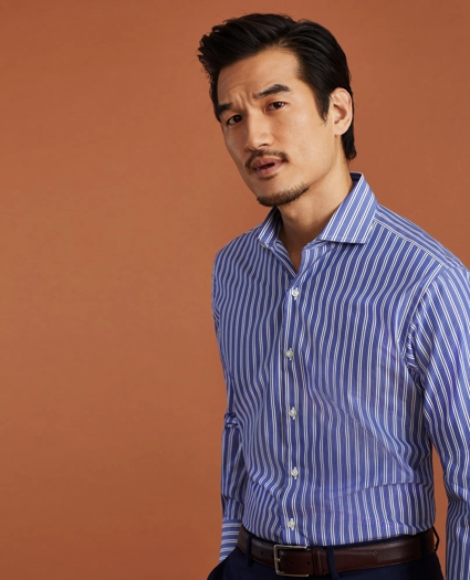 Golden Fleece® Regent Regular-Fit Dress Shirt, Londoner Collar Blue Multi-Stripe Poplin, image 2