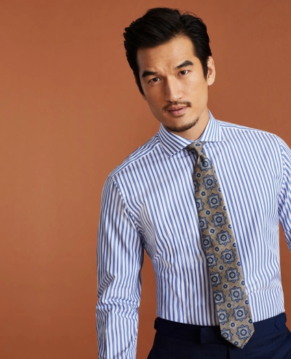 Golden Fleece® Regent Regular-Fit Dress Shirt, Londoner Collar White Multi-Stripe Poplin, image 1