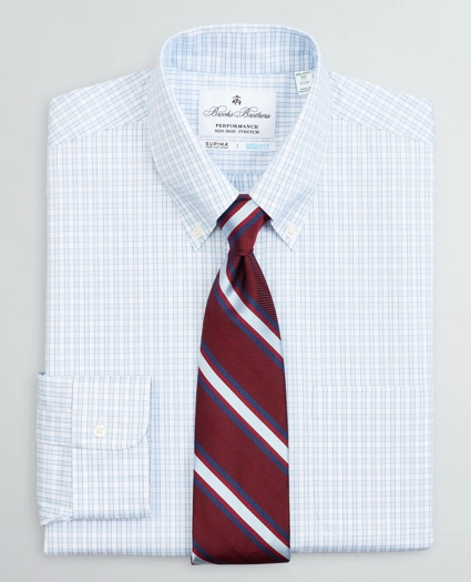 Milano Slim Fit Dress Shirt, Performance Non-Iron with COOLMAX®, Button-Down Collar Twill Check, image 1