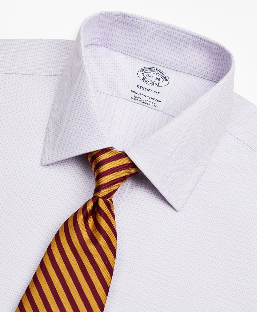 Stretch Regent Regular-Fit Dress Shirt, Non-Iron Twill Ainsley Collar Micro-Check, image 2