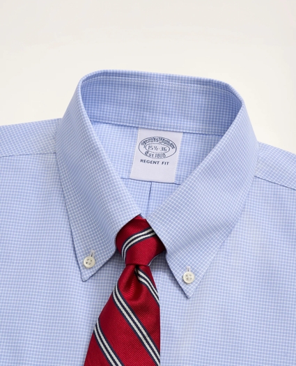 Stretch Regent Regular-Fit Dress Shirt, Non-Iron Poplin Button-Down Collar Micro-Check, image 3