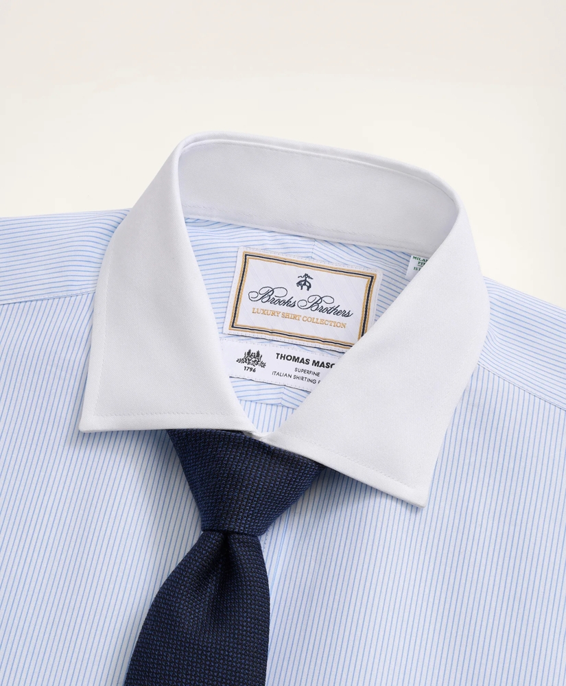 Brooks Brothers x Thomas Mason® Milano Slim-Fit Dress Shirt, Poplin English Collar Pinstripe, image 2