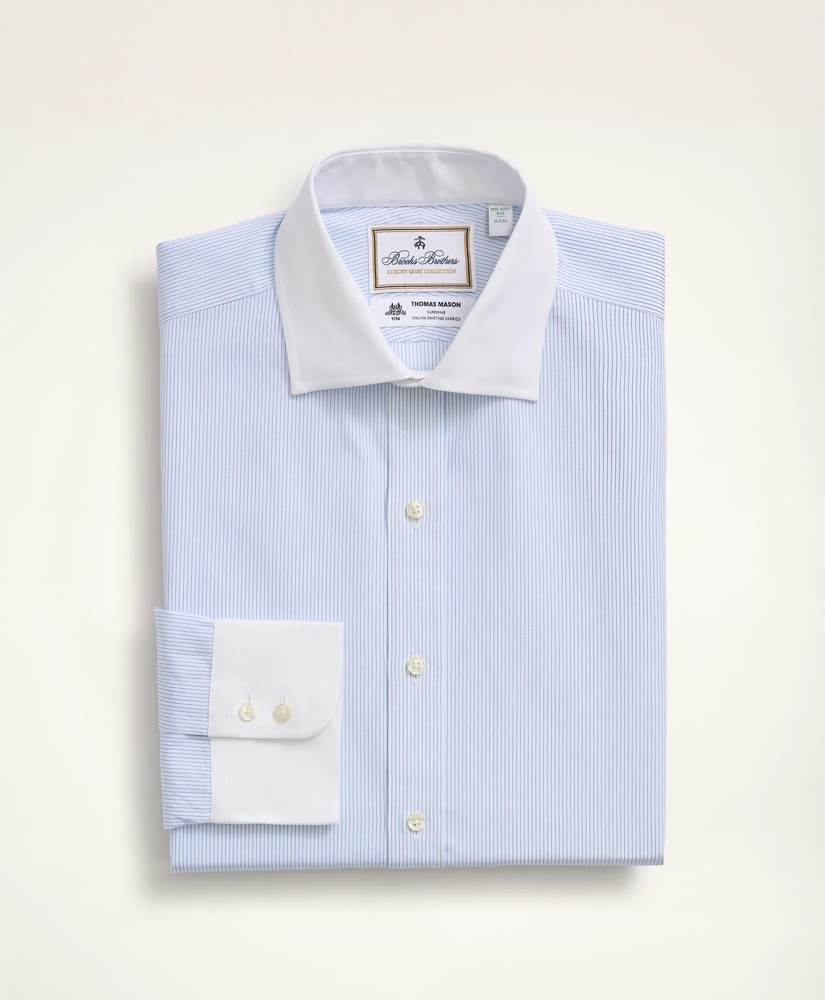 Brooks Brothers x Thomas Mason® Milano Slim-Fit Dress Shirt, Poplin English Collar Pinstripe, image 3