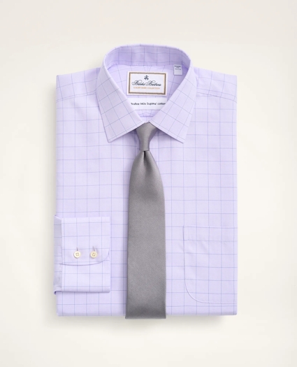 Regent Regular-Fit Dress Shirt, Non-Iron Ultrafine Twill Ainsley Collar Grid Check, image 1