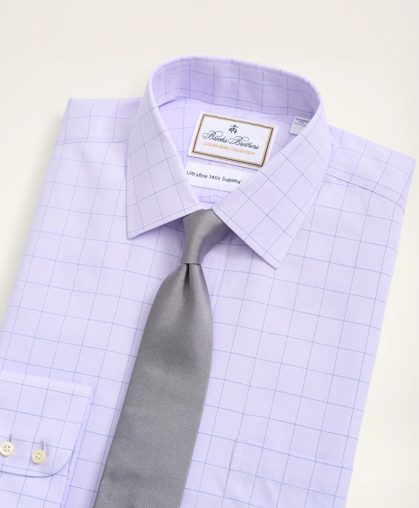 Regent Regular-Fit Dress Shirt, Non-Iron Ultrafine Twill Ainsley Collar Grid Check, image 2