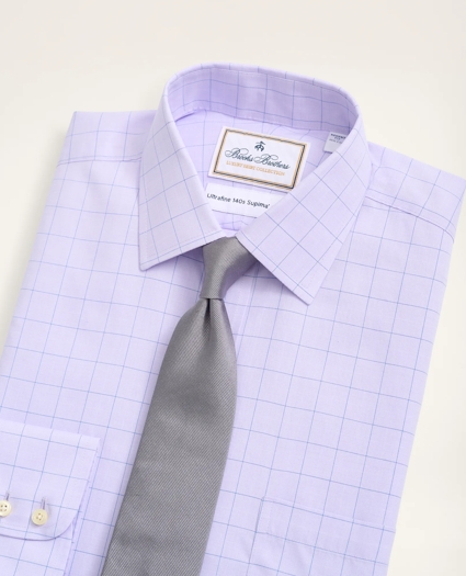 Regent Regular-Fit Dress Shirt, Non-Iron Ultrafine Twill Ainsley Collar Grid Check, image 2