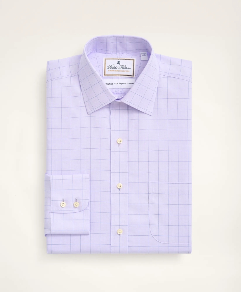 Regent Regular-Fit Dress Shirt, Non-Iron Ultrafine Twill Ainsley Collar Grid Check, image 3