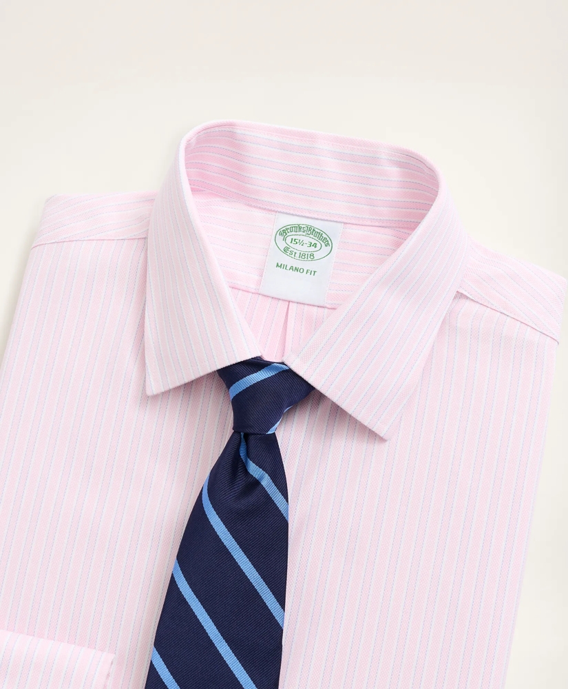 Stretch Milano Slim-Fit Dress Shirt, Non-Iron Royal Oxford Ainsley Collar Stripe, image 2