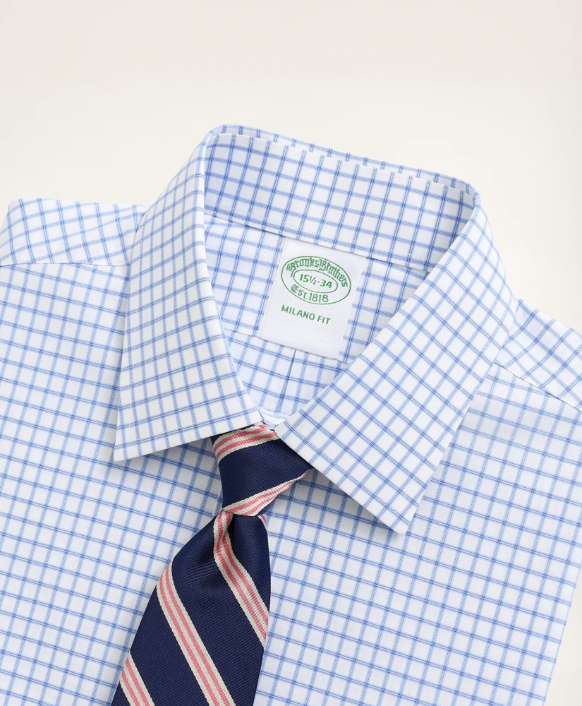 Stretch Milano Slim-Fit Dress Shirt, Non-Iron Poplin Ainsley Collar Check, image 2