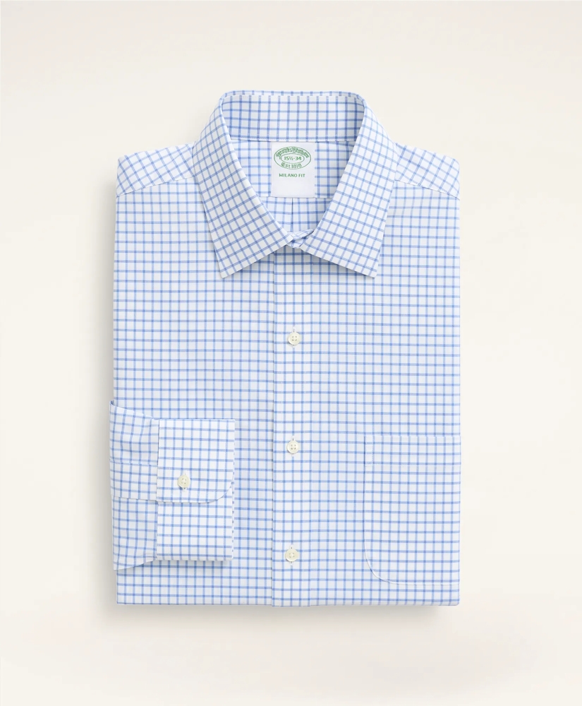 Stretch Milano Slim-Fit Dress Shirt, Non-Iron Poplin Ainsley Collar Check, image 4