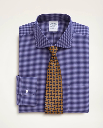 Stretch Regent Regular-Fit Dress Shirt, Non-Iron Poplin English Spread Collar Gingham, image 1