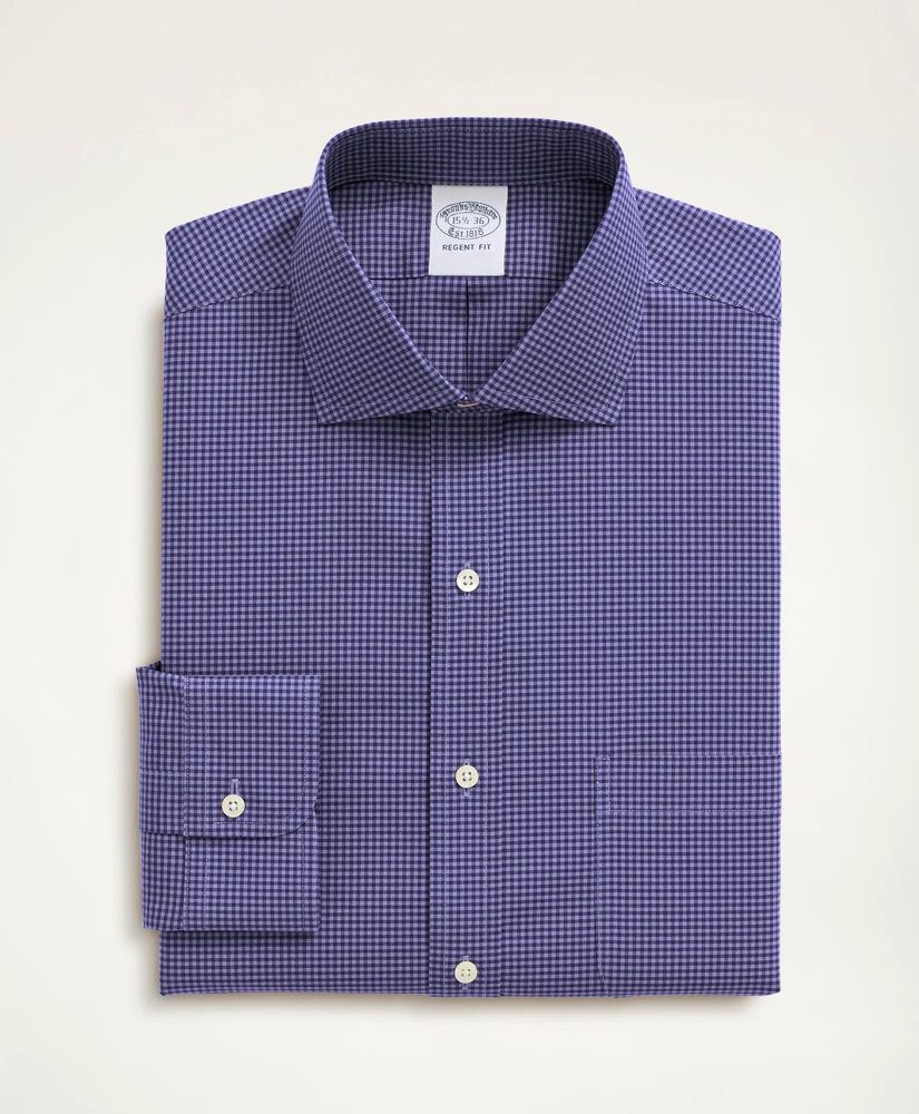 Stretch Regent Regular-Fit Dress Shirt, Non-Iron Poplin English Spread Collar Gingham, image 3
