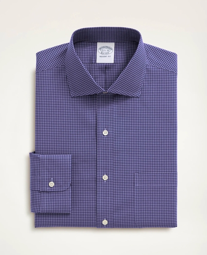 Stretch Regent Regular-Fit Dress Shirt, Non-Iron Poplin English Spread Collar Gingham, image 3
