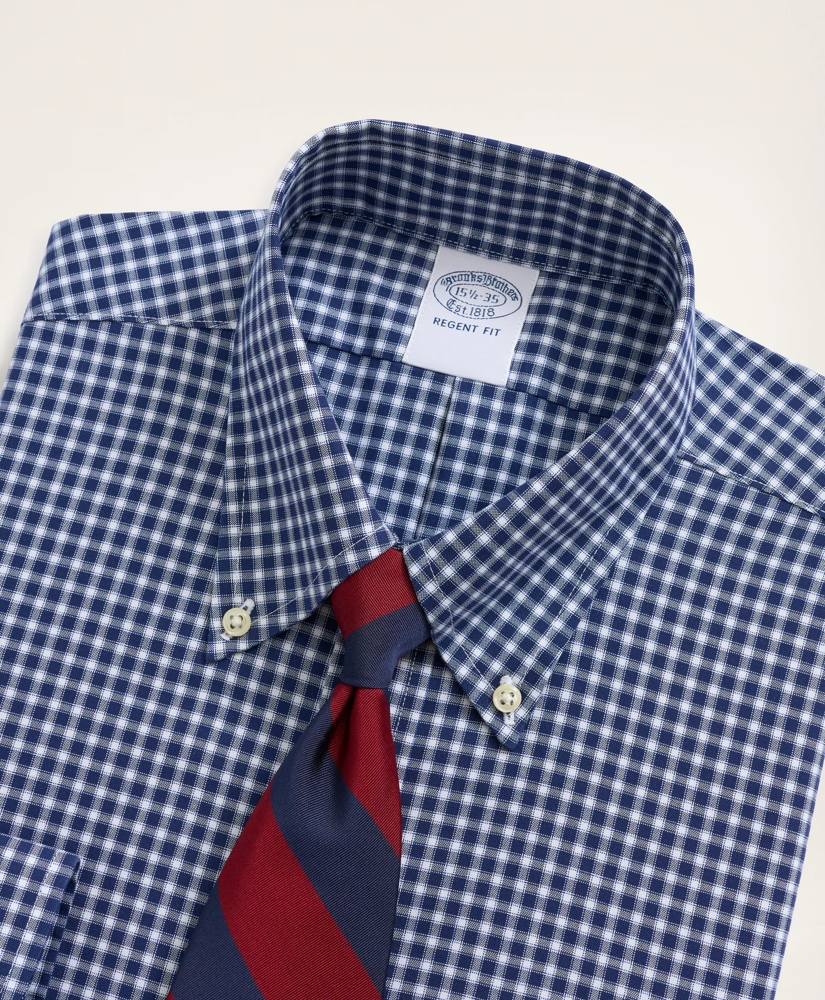 Stretch Regent Regular-Fit Dress Shirt, Non-Iron Pinpoint Oxford Button Down Collar Gingham, image 2
